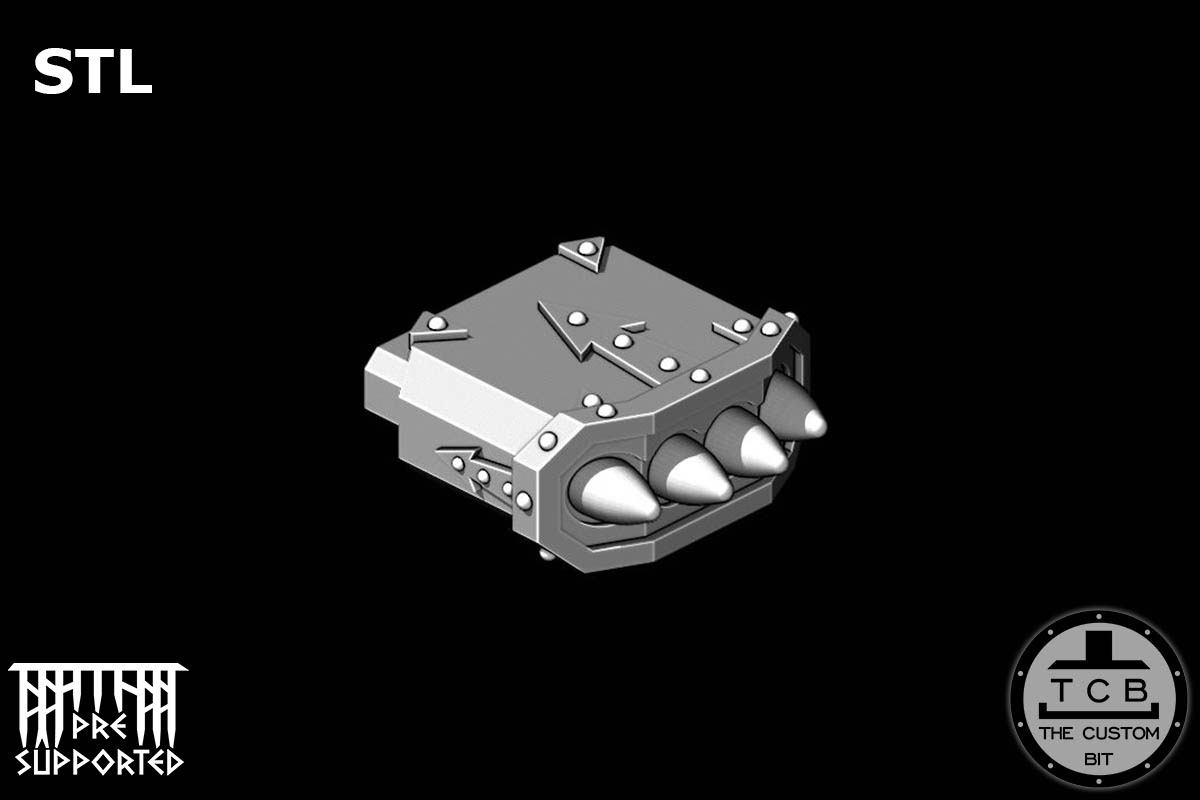 TCB THE CUSTOM BIT MECHANICAL KNIGHTS GATLING CLAW SHOULDER ARMS PACK MAGNETIC IMPERIAL KNIGHTS CHAOS KNIGHTS STL MISSILE LAUNCHER
