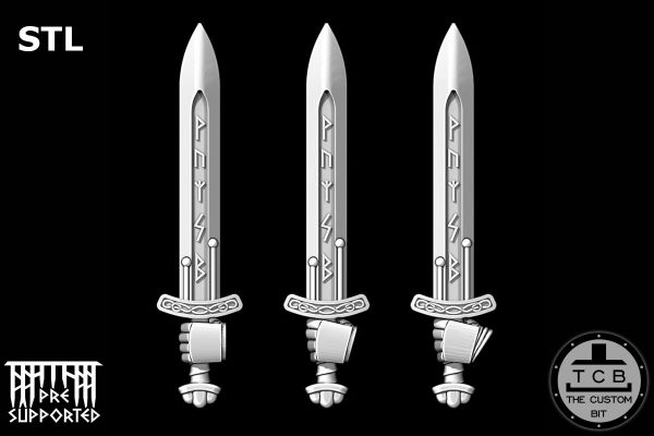 VIKING SWORDS 01 THE CUSTOM BIT TCB PRIMARIS SPACE MARINE SPACE WOLVES WARHAMMER 40K STL