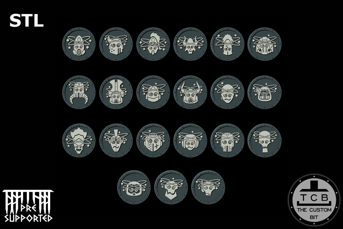 TCB_ACC_BATTLE_SHOCK_TOKEN_STL TCB BATTLE SHOCK BATTLE-SHOCK THE CUSTOM BIT TCB THECUSTOMBIT WARHAMMER 40K TOKKENS STL ACCESORIES