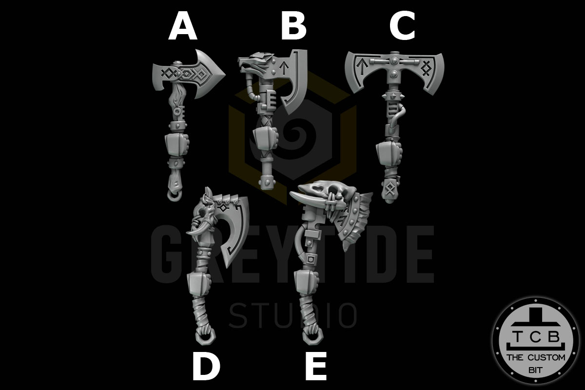 TCB THE CUSTOM BIT GREYTIDE STUDIO PRIMAL HOUNDS SWORDS AXES JETPACKS HAMMERS BACKPACKS HEADS SHOULDER PADS SHIELDS LOINCLOTHS 2 HANDED WEAPONS ANCIENT DREADNOUGHT CLOAKS BIKE ACCESORIES CLAW FIST BRACERS GRAVES SPEARS ACCESORIES