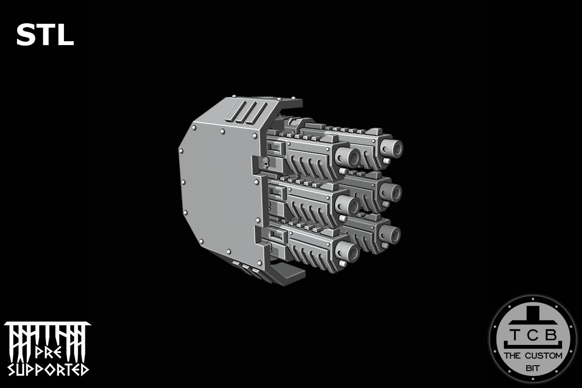 THE CUSTOM BIT TCB POH HEAVY TANK WEAPONS SYSTEM SPONSONS TRACK PROTECTION FLAMER LASER BOLTER COUPLING WARHAMMER 40K SPACE MARINES LAND RAIDER REDEEMER DOOR STL