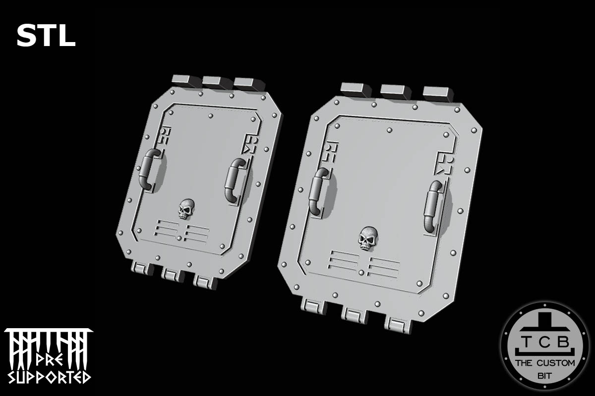 THE CUSTOM BIT TCB POH HEAVY TANK WEAPONS SYSTEM SPONSONS TRACK PROTECTION FLAMER LASER BOLTER COUPLING WARHAMMER 40K SPACE MARINES LAND RAIDER REDEEMER DOOR STL