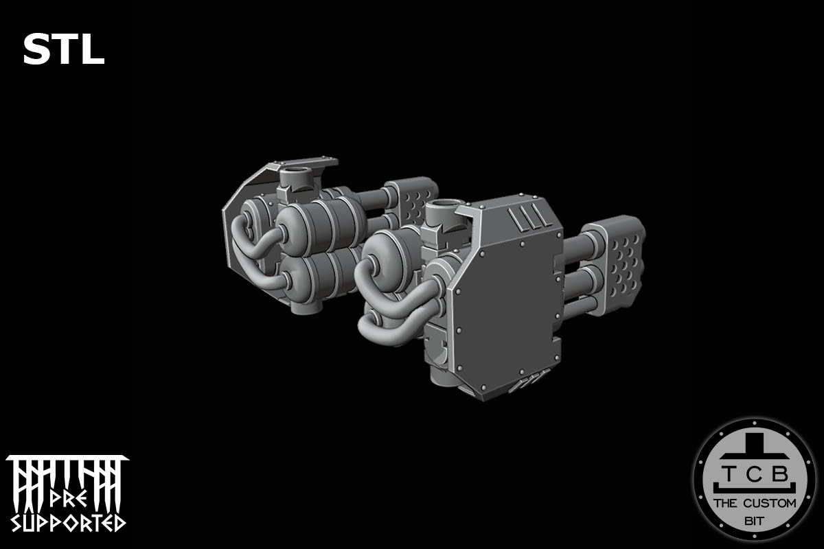 THE CUSTOM BIT TCB POH HEAVY TANK WEAPONS SYSTEM SPONSONS TRACK PROTECTION FLAMER LASER BOLTER COUPLING WARHAMMER 40K SPACE MARINES LAND RAIDER REDEEMER DOOR STL