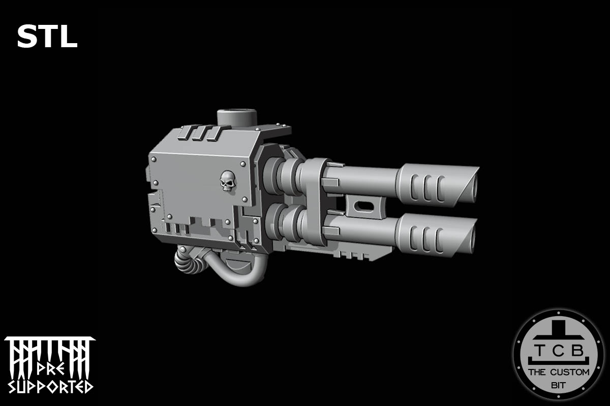 THE CUSTOM BIT TCB POH HEAVY TANK WEAPONS SYSTEM SPONSONS TRACK PROTECTION FLAMER LASER BOLTER COUPLING WARHAMMER 40K SPACE MARINES LAND RAIDER REDEEMER DOOR STL