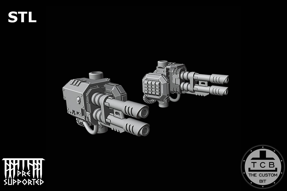 THE CUSTOM BIT TCB POH HEAVY TANK WEAPONS SYSTEM SPONSONS TRACK PROTECTION FLAMER LASER BOLTER COUPLING WARHAMMER 40K SPACE MARINES LAND RAIDER REDEEMER DOOR STL
