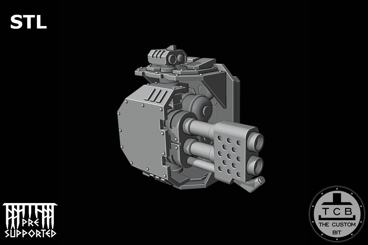 THE CUSTOM BIT TCB POH HEAVY TANK WEAPONS SYSTEM SPONSONS TRACK PROTECTION FLAMER LASER BOLTER COUPLING WARHAMMER 40K SPACE MARINES LAND RAIDER REDEEMER DOOR STL
