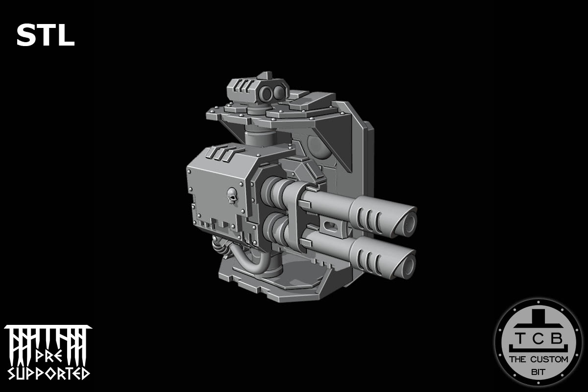 THE CUSTOM BIT TCB POH HEAVY TANK WEAPONS SYSTEM SPONSONS TRACK PROTECTION FLAMER LASER BOLTER COUPLING WARHAMMER 40K SPACE MARINES LAND RAIDER REDEEMER DOOR STL