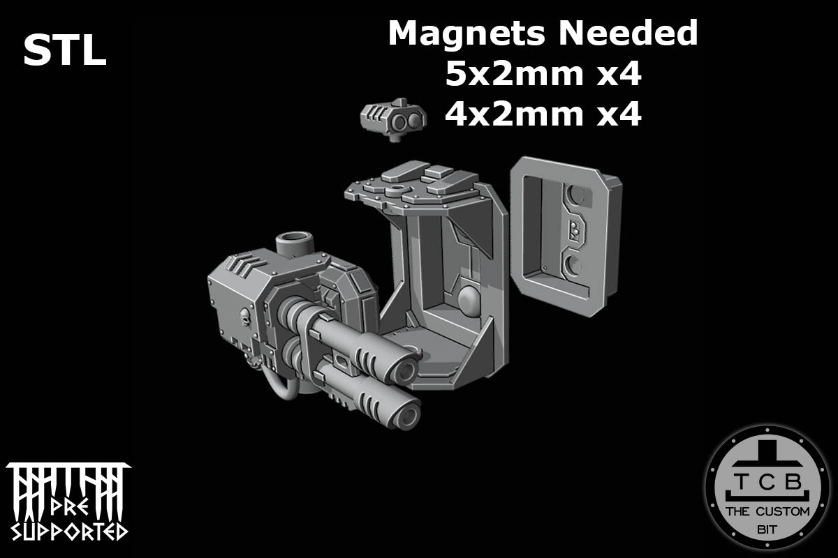 THE CUSTOM BIT TCB POH HEAVY TANK WEAPONS SYSTEM SPONSONS TRACK PROTECTION FLAMER LASER BOLTER COUPLING WARHAMMER 40K SPACE MARINES LAND RAIDER REDEEMER DOOR STL