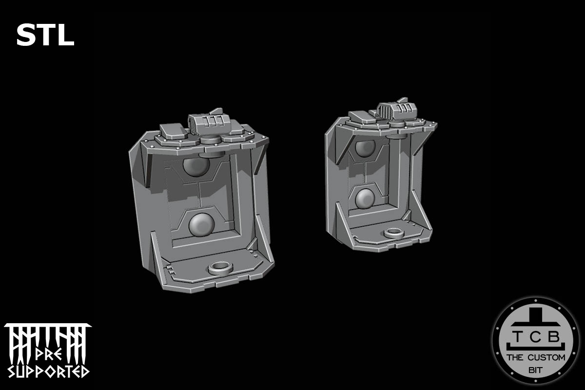 THE CUSTOM BIT TCB POH HEAVY TANK WEAPONS SYSTEM SPONSONS TRACK PROTECTION FLAMER LASER BOLTER COUPLING WARHAMMER 40K SPACE MARINES LAND RAIDER REDEEMER DOOR STL