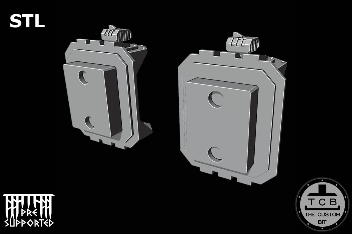 THE CUSTOM BIT TCB POH HEAVY TANK WEAPONS SYSTEM SPONSONS TRACK PROTECTION FLAMER LASER BOLTER COUPLING WARHAMMER 40K SPACE MARINES LAND RAIDER REDEEMER DOOR STL