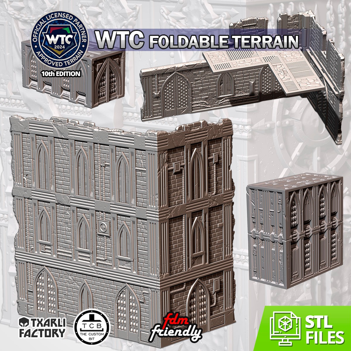 WTC COMMERCIAL LICENSE FOLDABLE TERRAIN ELDAR ORCS SOVIETIC INDUSTRIAL CATHEDRAL CHAOS NIDS NECROMATONS TCB THE CUSTOM BIT THECUSTOMBIT WARHAMMER 40K WORLD TEAM CHAMPIONSHIP STL SCENERY