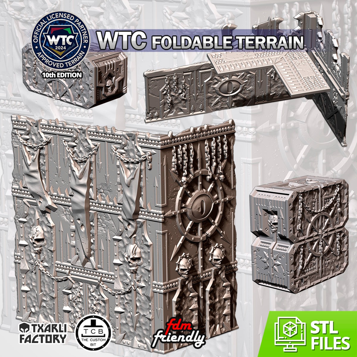 WTC COMMERCIAL LICENSE FOLDABLE TERRAIN ELDAR ORCS SOVIETIC INDUSTRIAL CATHEDRAL CHAOS NIDS NECROMATONS TCB THE CUSTOM BIT THECUSTOMBIT WARHAMMER 40K WORLD TEAM CHAMPIONSHIP STL SCENERY