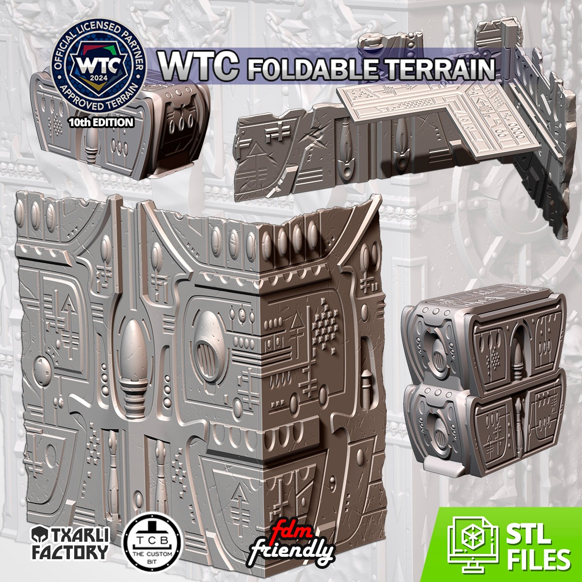 WTC COMMERCIAL LICENSE FOLDABLE TERRAIN ELDAR ORCS SOVIETIC INDUSTRIAL CATHEDRAL CHAOS NIDS NECROMATONS TCB THE CUSTOM BIT THECUSTOMBIT WARHAMMER 40K WORLD TEAM CHAMPIONSHIP STL SCENERY