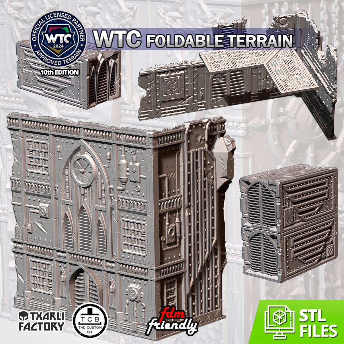 WTC COMMERCIAL LICENSE FOLDABLE TERRAIN ELDAR ORCS SOVIETIC INDUSTRIAL CATHEDRAL CHAOS NIDS NECROMATONS TCB THE CUSTOM BIT THECUSTOMBIT WARHAMMER 40K WORLD TEAM CHAMPIONSHIP STL SCENERY