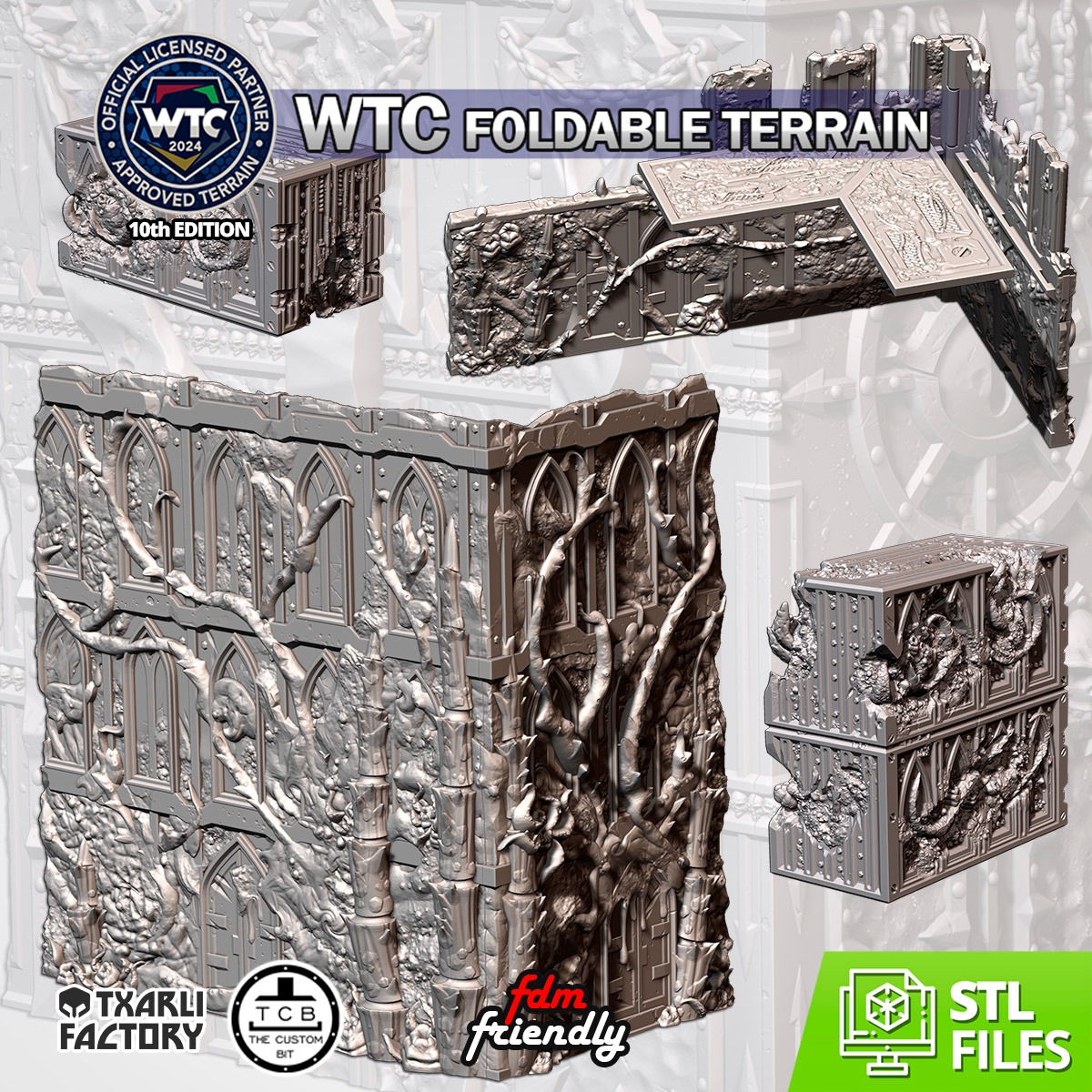 WTC COMMERCIAL LICENSE FOLDABLE TERRAIN ELDAR ORCS SOVIETIC INDUSTRIAL CATHEDRAL CHAOS NIDS NECROMATONS TCB THE CUSTOM BIT THECUSTOMBIT WARHAMMER 40K WORLD TEAM CHAMPIONSHIP STL SCENERY