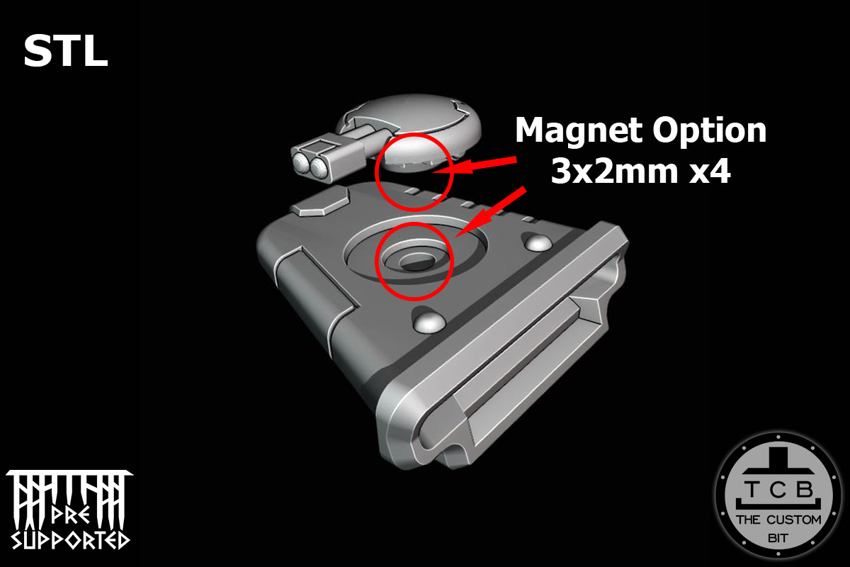 TCB GA TANK MISSILE TURRET THE CUSTOM BIT HAMMERHEAD TANK SKYRAY TAU EMPIRE WARHAMMER 40K STL