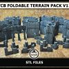 TCB THE CUSTOM BIT GW FOLDABLE TERRAIN PACK V11 11TH EDITION WARHAMMER 40K SCENERY RUINS AND BUILDINGS FUTURIST UPDATE PRINTING TIMES WEIGHT STL COMMERCIAL LICENSE