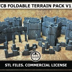 TCB THE CUSTOM BIT GW FOLDABLE TERRAIN PACK V11 11TH EDITION WARHAMMER 40K SCENERY RUINS AND BUILDINGS FUTURIST UPDATE PRINTING TIMES WEIGHT STL COMMERCIAL LICENSE